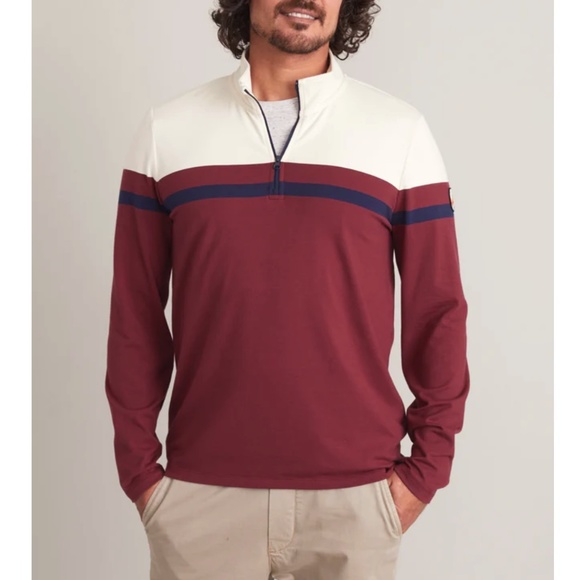 Marine Layer x Lost & Found Cordovan Natural Quarter Zip Pullover Top - Picture 2 of 5